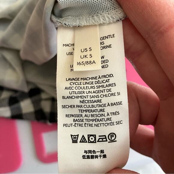 Free People Gingham Turtleneck Top Black White Gingham Lightweight Womens Small - Picture 6 of 8